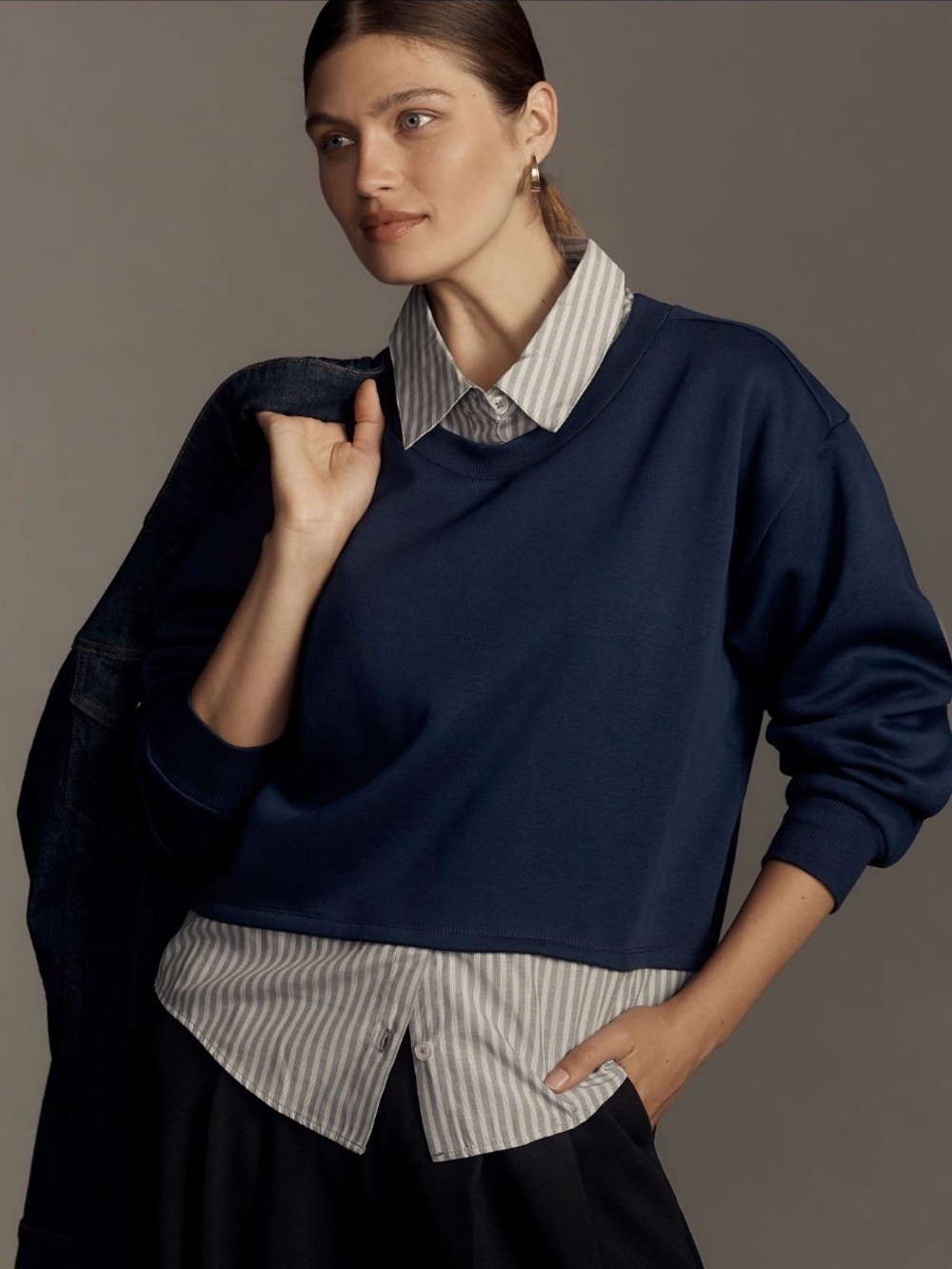 Mauve Layered Oversized Twofer Sweatshirt โจ๐ค - Picture 3 of 7